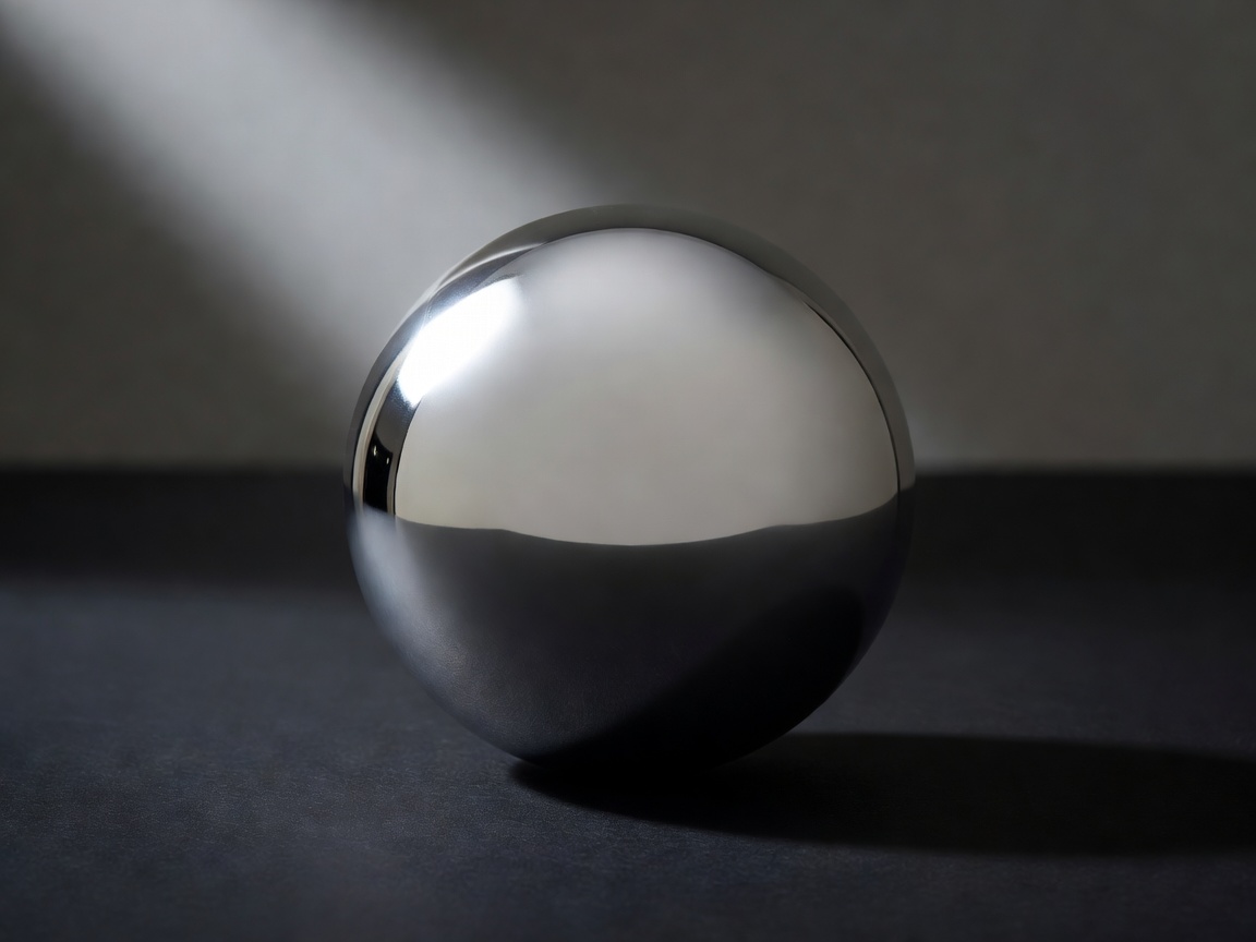 Smooth metallic sphere reflecting light